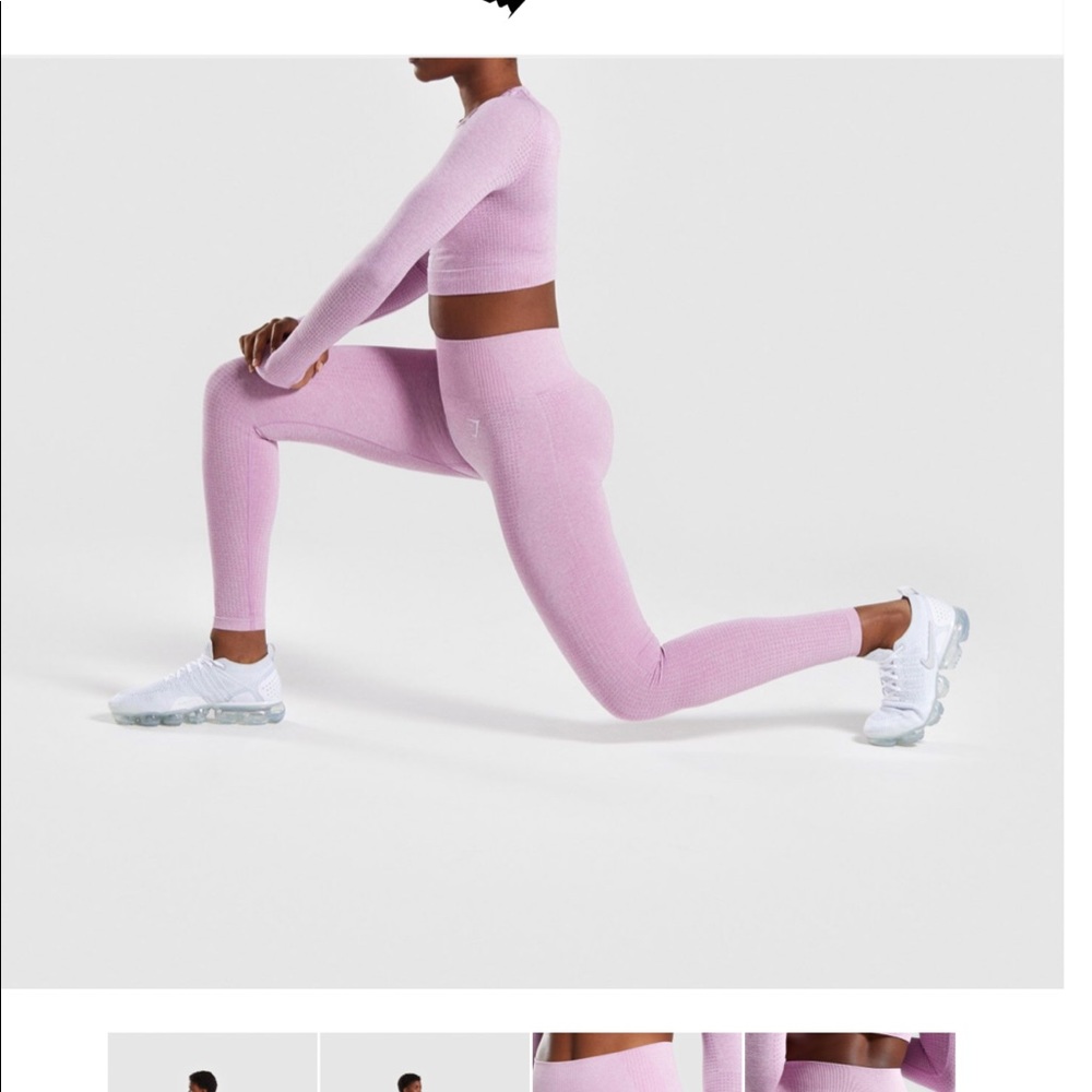 Gym Shark seamless leggings and crop top in pink
